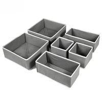 Foldable Fabric Underwear Drawer Organizer 6 Grid Storage Divider For Bra Panties Socks Wardrobe Closet Bedroom Clothing Sorting 2