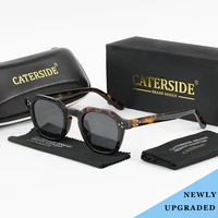 Caterside Retro Polarized Sunglasses Men Square New Upgrade Acetate Temple Sun Glasses Women Driving Sport High Quality Case