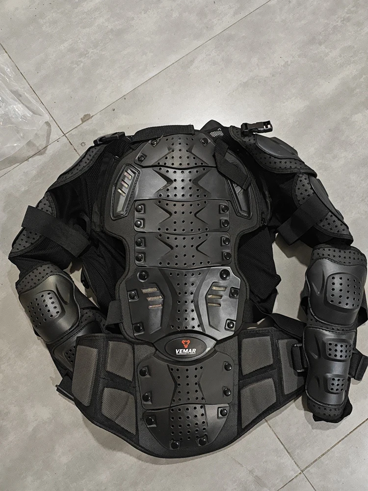 Men's Motorcycle Armor Jacket with Elastic Waist Ventilated Breathable Multi-Protection Anti-Drop Motocross Protective Gear Coat