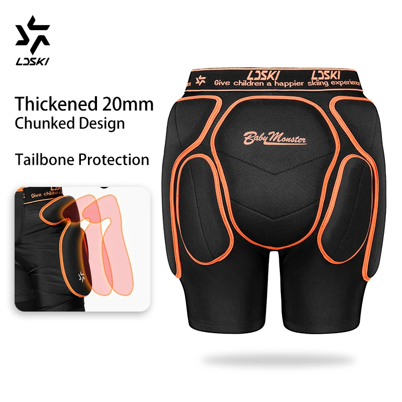 LDSKI Ski Snowboard Gear Kids Protective Knee and Hip Pads Shorts EVA Material Drop-resistance Breathable Outdoor Sports