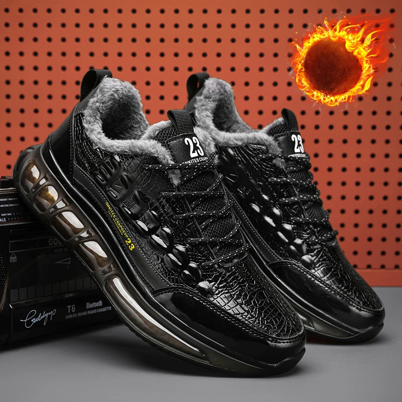 

Зимние мужские ботильоны, теплые мужские зимние ботинки, уличные Нескользящие кроссовки, плюшевая кожа, мужские ботинки 2022