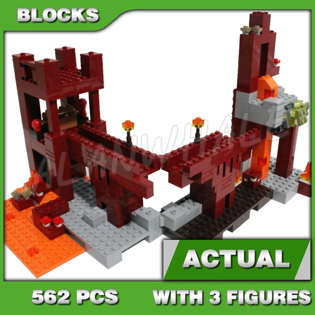 562pcs Game My World The Nether Fortress Fire Bridge Glowstone Zombie 10393 Building Blocks Sets Compatible