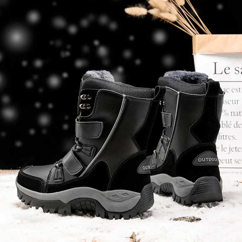 Winter Waterproof Women Snow Boots With Plush Warm Fashion Antiskid Hiking Shoes Size 36-42