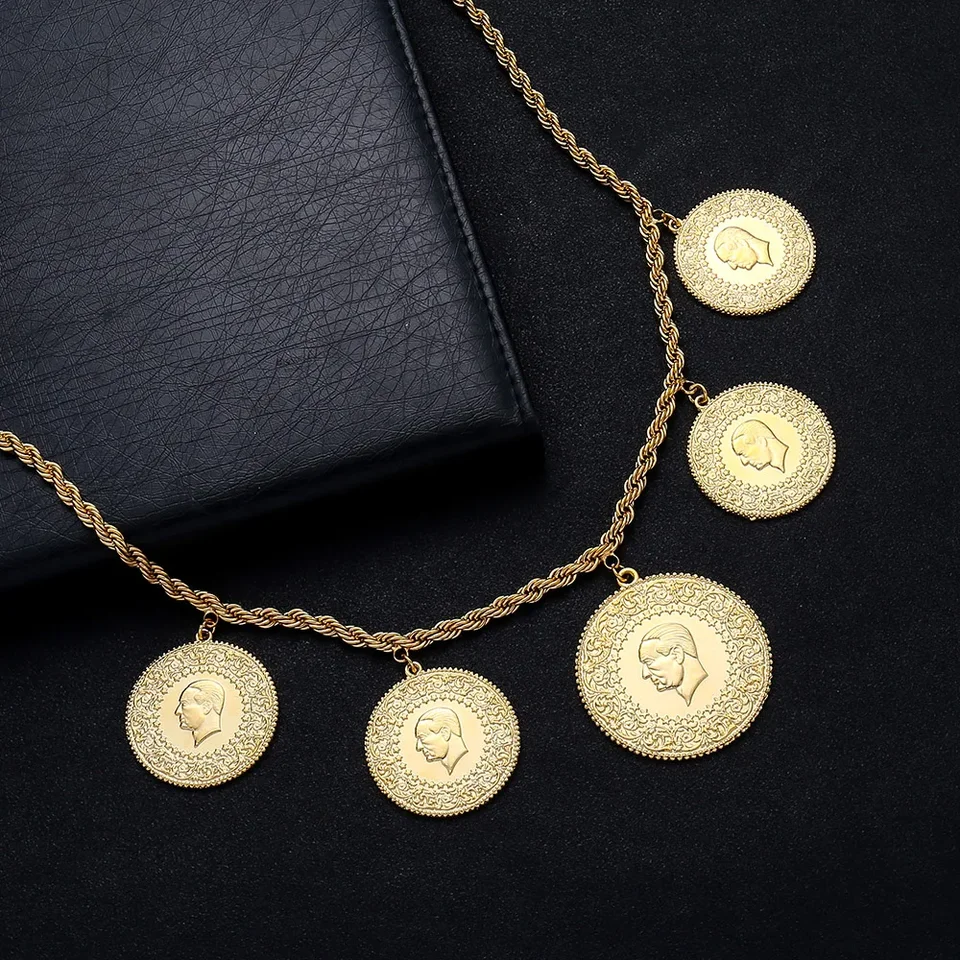Arabic Coin Necklace for Women Gold Islamic Jewelry