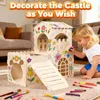 Large Rabbit House Wooden Bunny Castle with Indoor Rabbit Guinea Pig Cage Multistory Climbing Tower Sturdy Wooden Castle Small