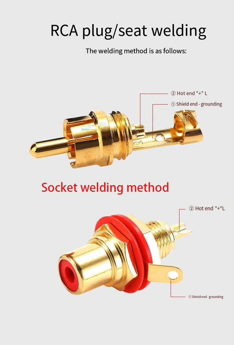 24K Vergoldeter RCA-Buchsenanschluss YS367A Audio-Video-AV-Buchse für Panelmontage für DVD-Verstärker und Audiogeräte – Detail 9