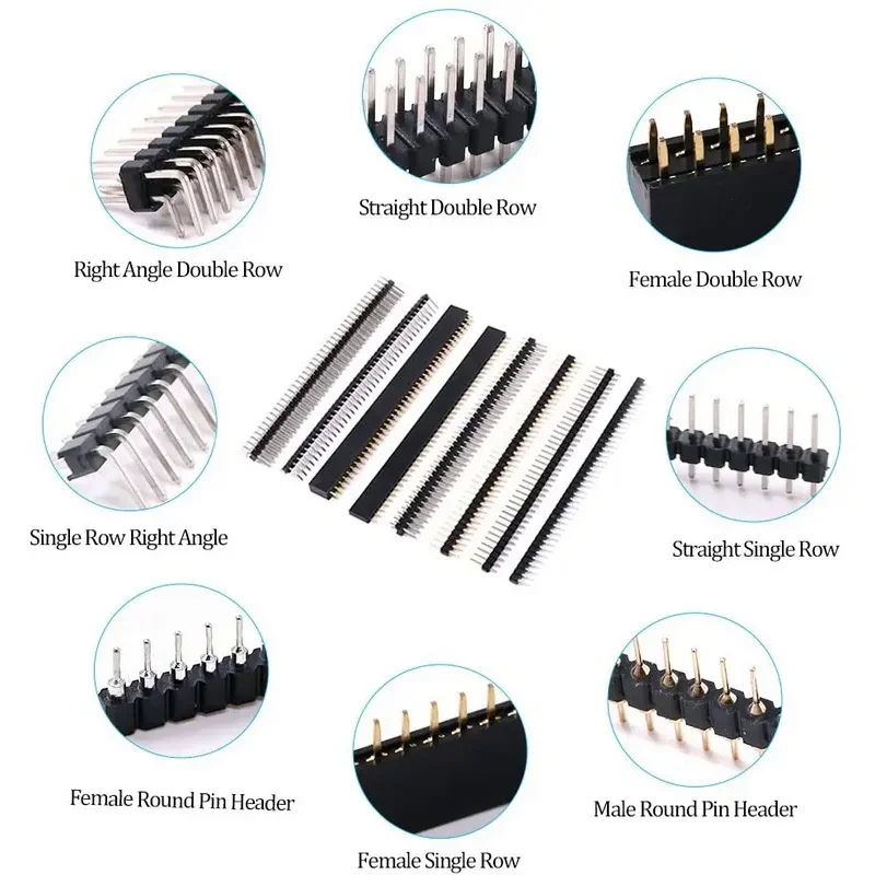40pcs 8Value 2.54mm Pin Header PCB 40pin male and female PIN connector ...