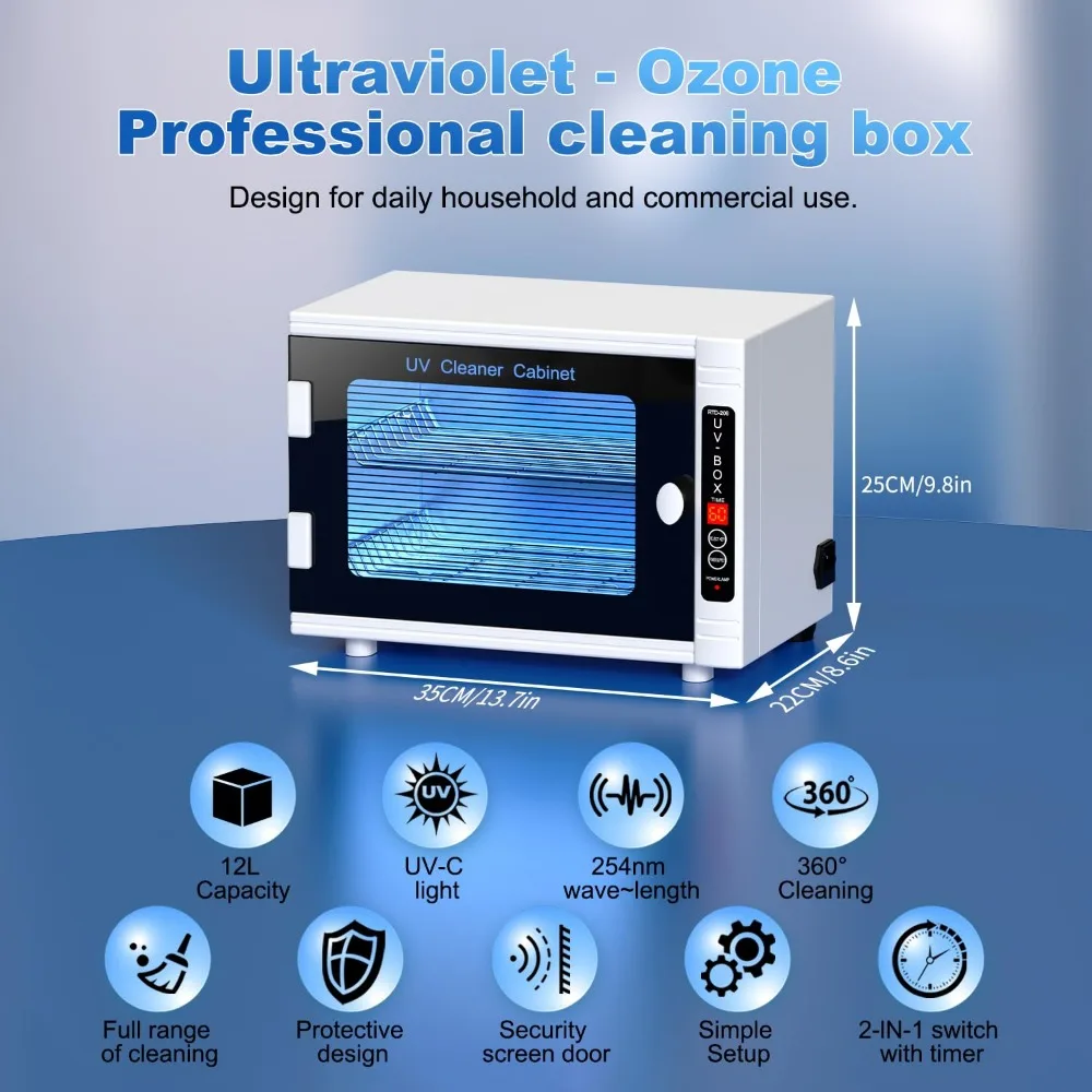 UV Light Nail Tool Cleaning Machine 12L High Capacity UV Cleaning Cabinet Salon Tools Cleaning Box with Timer Setting 2