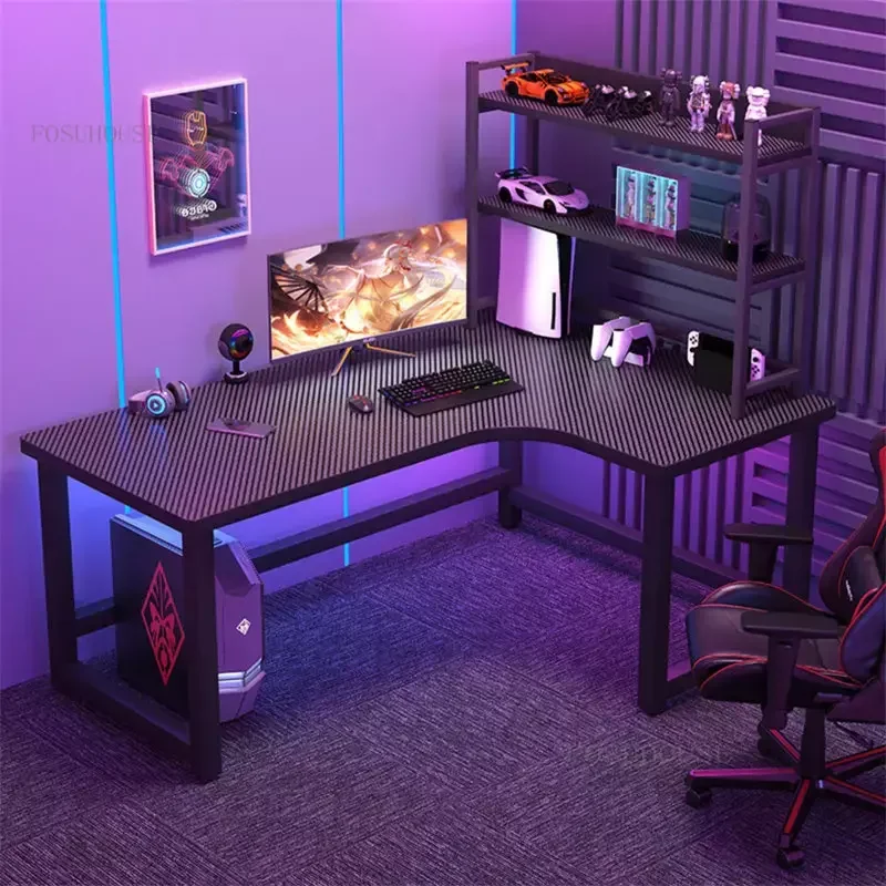 Mesa de juegos minimalista en forma de L, escritorio de computadora,  escritorio de escritura para el hogar, escritorio de esquina para juegos,  estantes, mesa de computadora - AliExpress