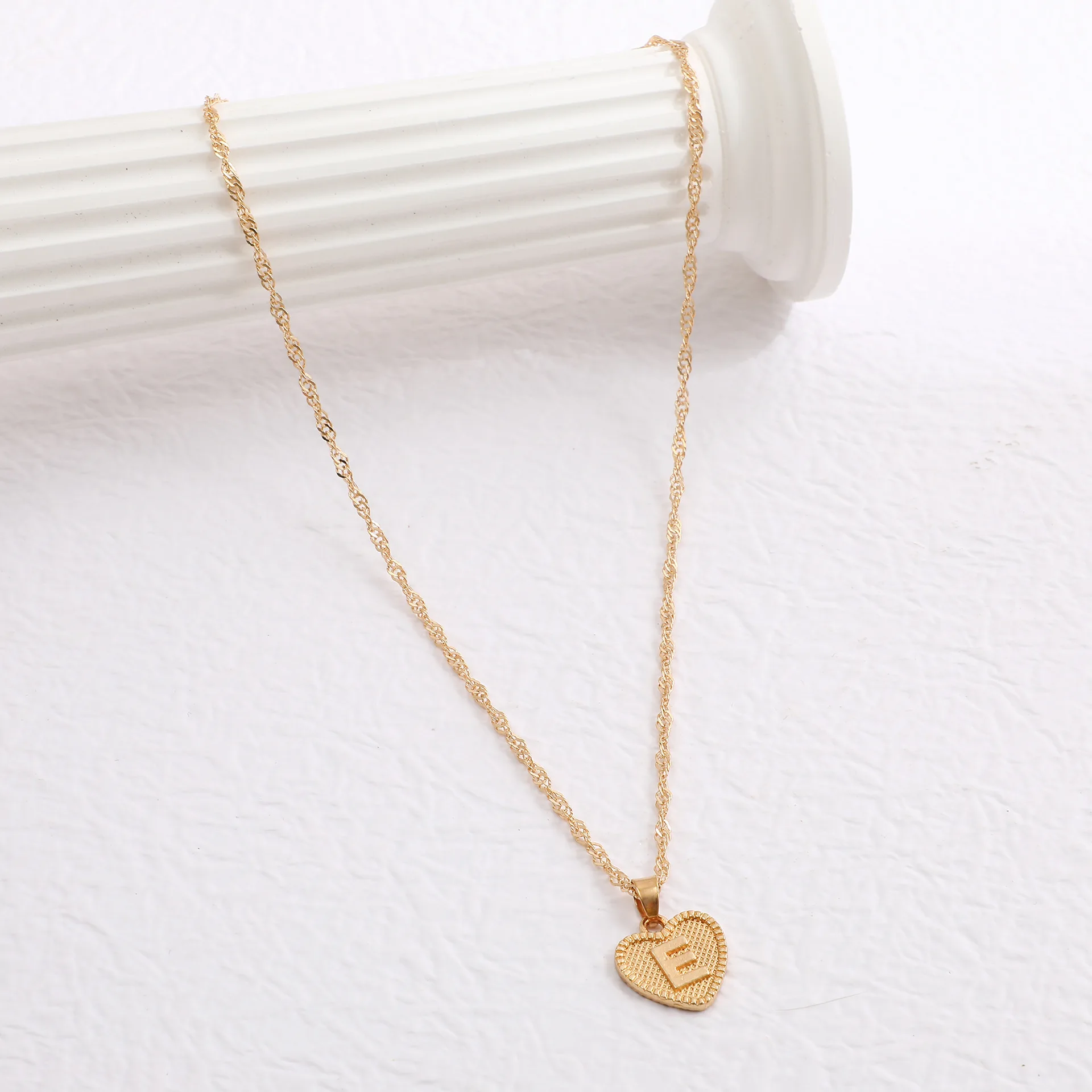 CALIS Women's Personalized Initial Necklace - Stainless Steel Heart Pendant With Letter Charm, 20" Chain - View #3
