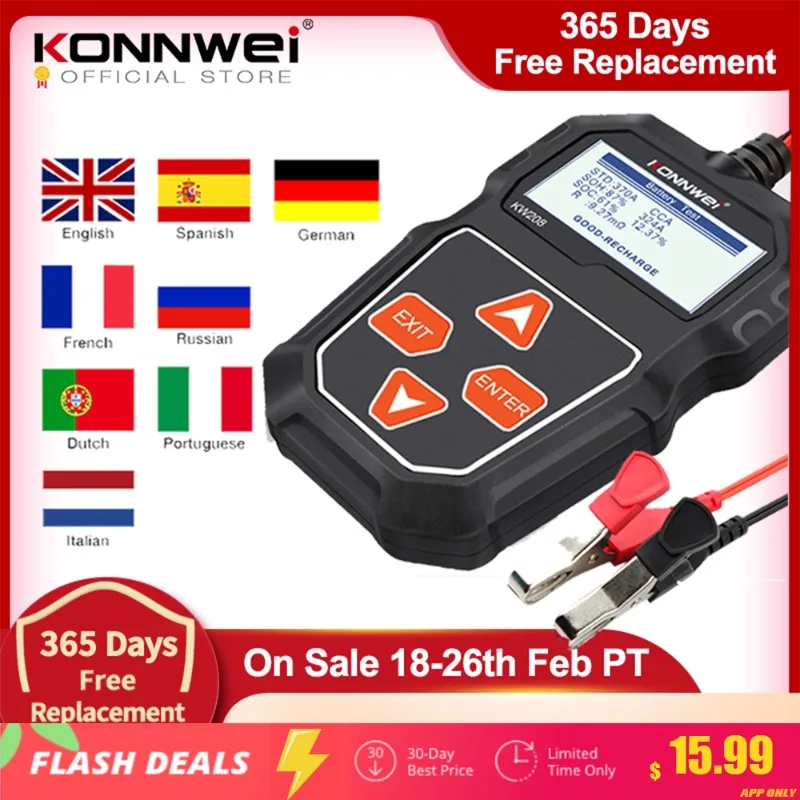 

KONNWEI KW208 Automotive Battery Resistance Tester ANCEL BST200 PB100BT5 00