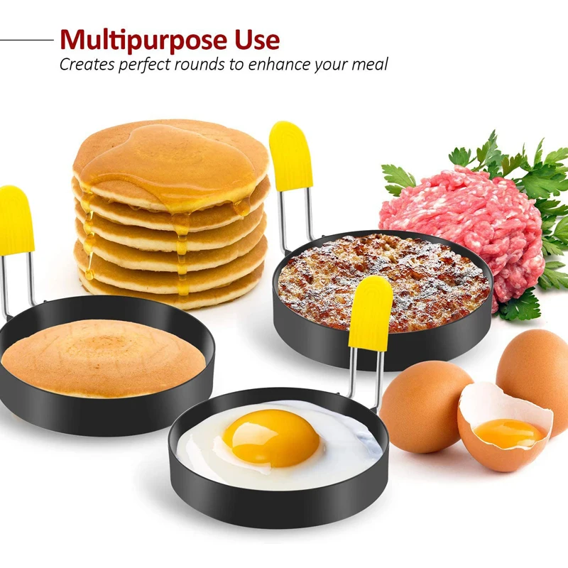 Egg Ring with Anti-scald Handle with Oil Brush Nonstick Coating Breakfast  Tool for Egg Frying/Shaping - AliExpress