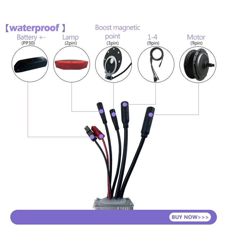 Electric Bike 30A Brushless Controller with SM Plug for 1000W Motor with LCD Display Panel S800 S830 E-scooter Meter Control UKC