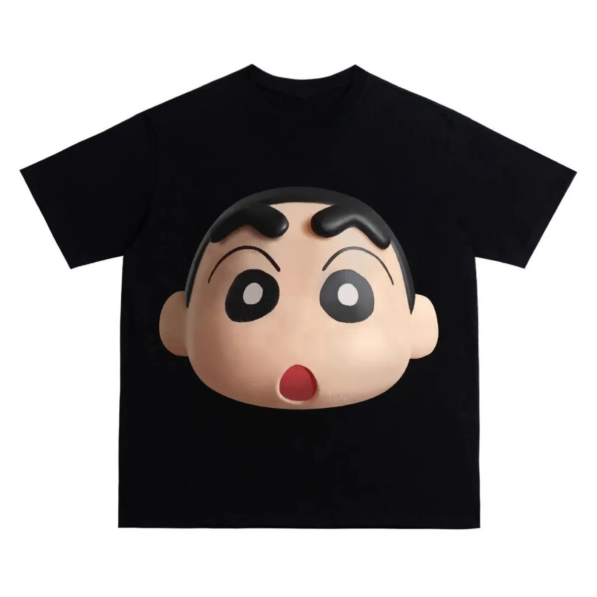 American Street Retro Big Head Cartoon Printed Short Sleeved T-shirt Summer Pure Cotton New Couple Top Streetwear Sweatshirt