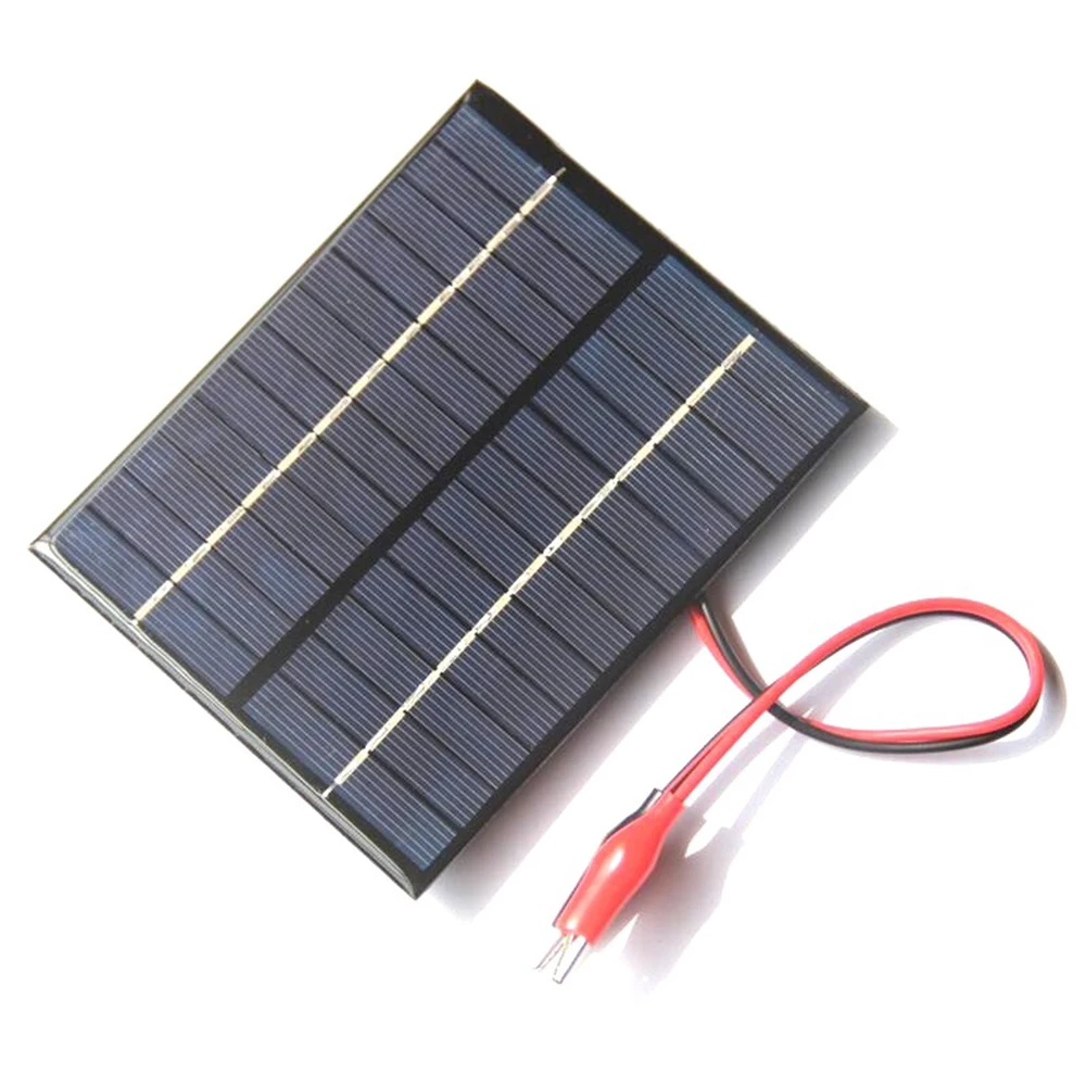 2W 12V Solar Panel with Clips Polycrystalline Silicon Solar Cell DIY A9U5