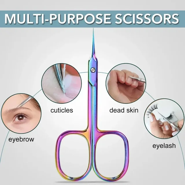Forbici per cuticole Tagliacuticole extra fine per manicure e pedicure Lama curva Kit per toelettatura con punta precisa per nail art 4