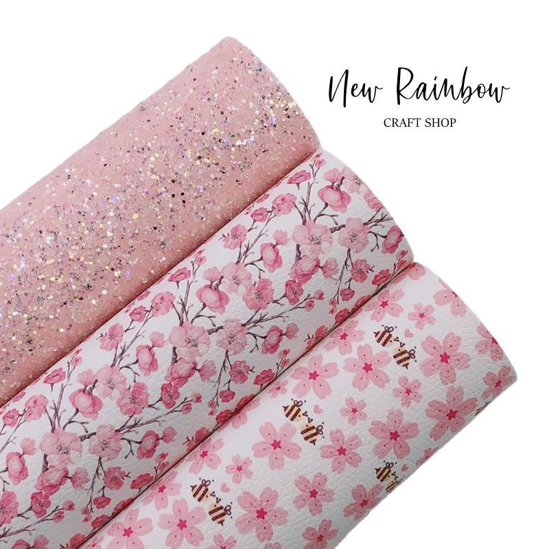 GORGEOUS "CHERRY BLOSSOM" FLORAL CANVAS PRINTED FABRIC SHEET..HAIR BOWS CRAFTS 