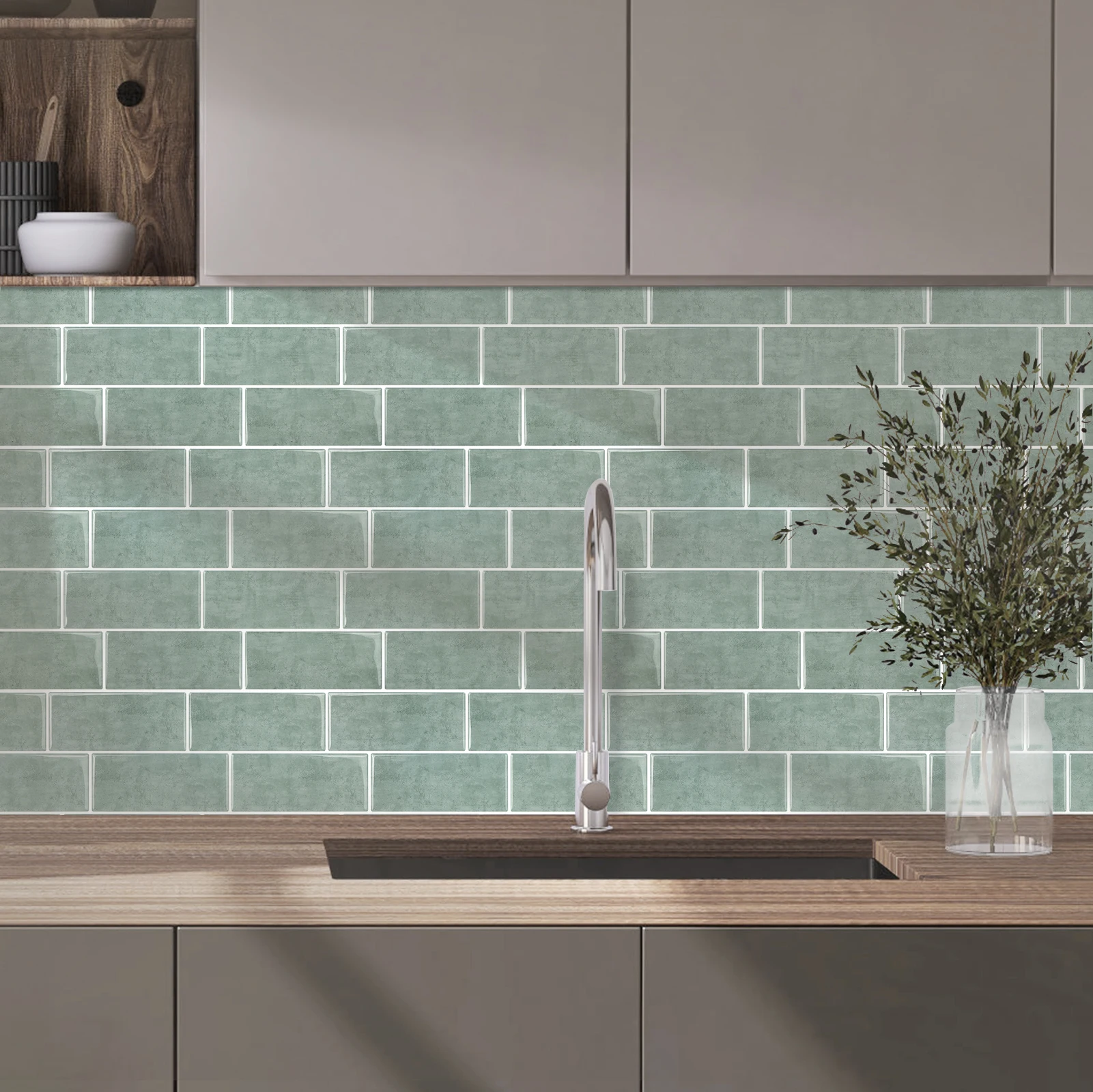 10pcs 3D Peel And Stick Tile Stickers Premium Self Adhesive Backsplash Waterproof Wall Stickers for Home Decoration ﻿