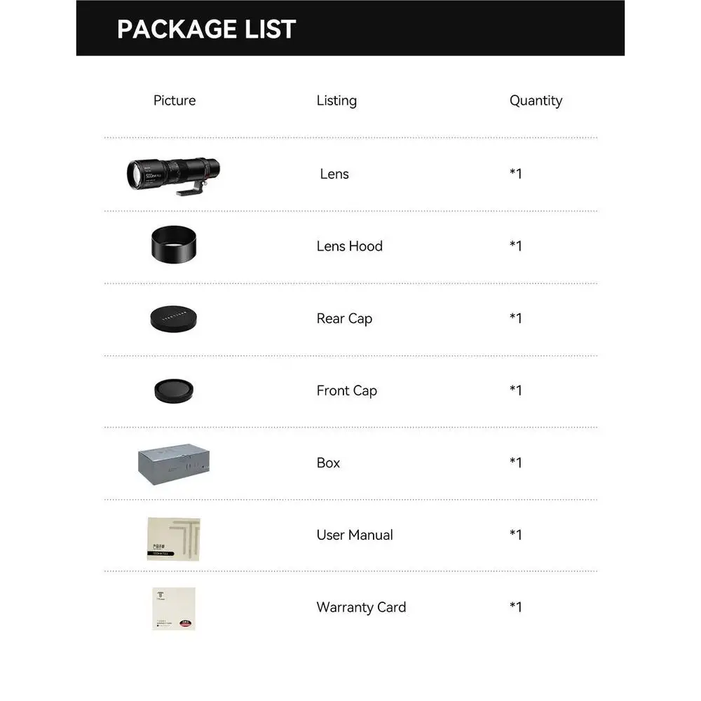 500mm F6.3 Full Frame Manual Focal Super Telephoto Lens for Sony E Nikon Z Leica
