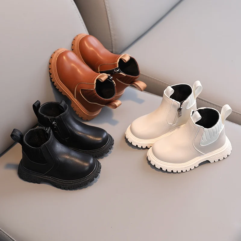 Children's Short Boots Autumn Fashion Boys Girls Handsome Casual All-Match Comfortable Side Zipper Non-Slip Ankle Boot children boots