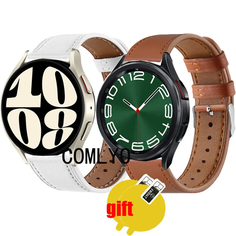 

Кожаный ремешок для Samsung Galaxy Watch 6 Classic, Защитная пленка для экрана, 47 мм 43 мм 40 мм 44 мм