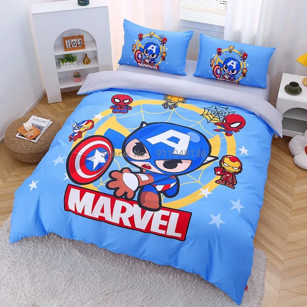 어벤져스 캡틴 아메리카 침구 세트 시트 베갯잇, 싱글 트윈 풀 침구, 어린이 소년 침대, 침실 세트 커버