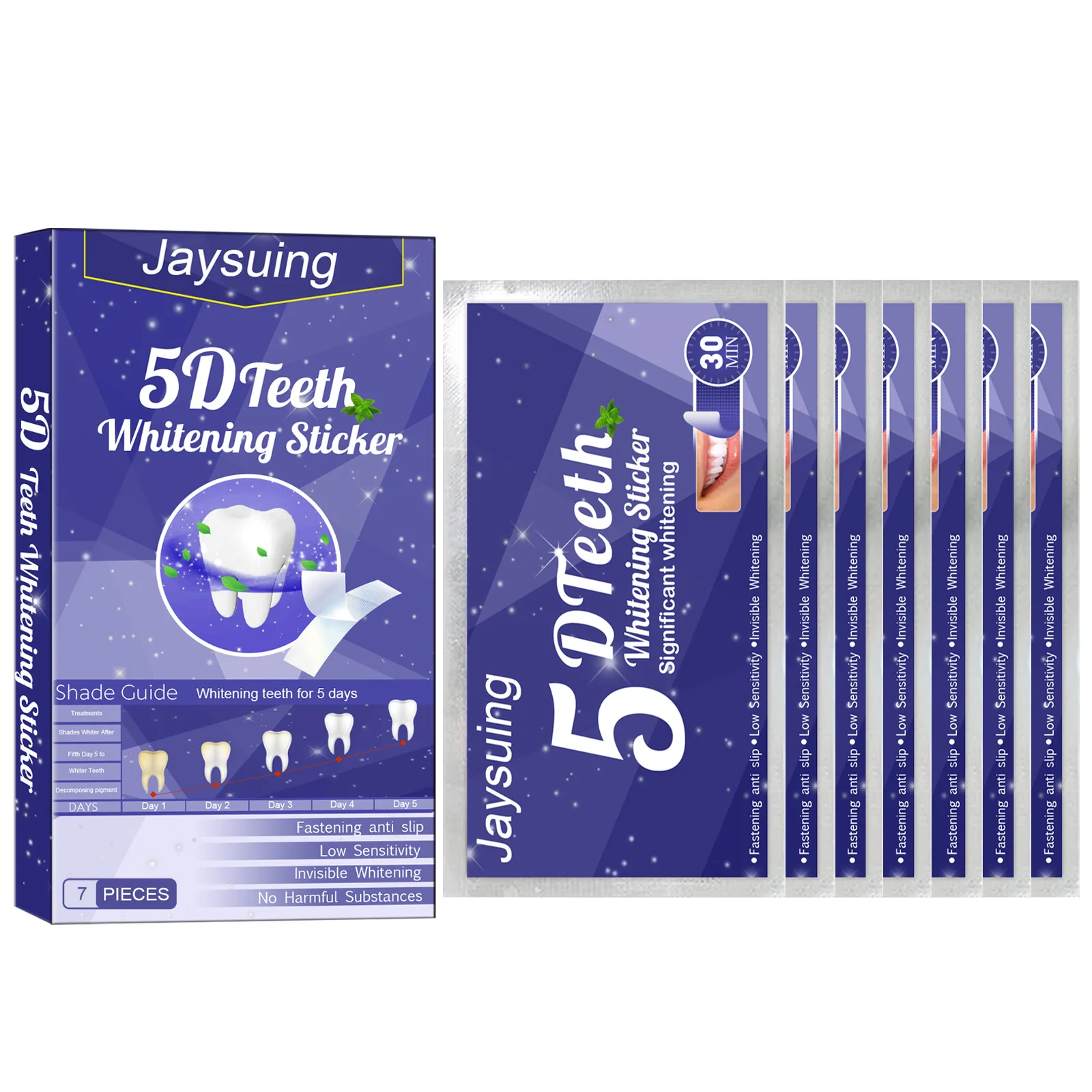 Teeth Whitening Strips 5D Whitening Teeth Stickers 7/14 Pairs Gel Whitening Strips Stain Removal Oral Hygiene Care Strip Dental Bleaching Tools Teeth