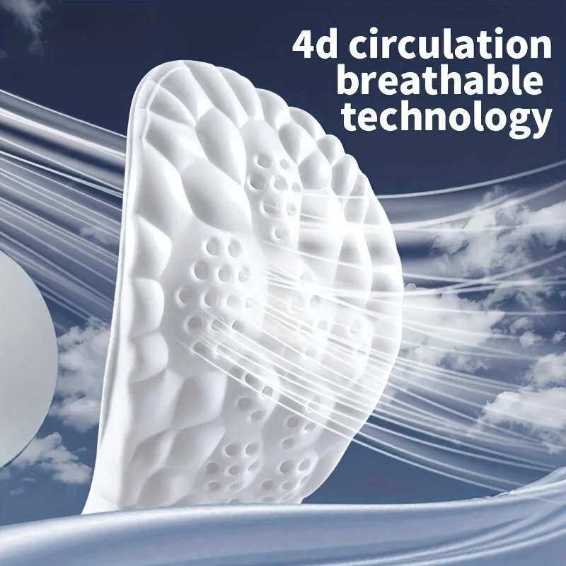 4D Orthopedic Sport Insoles sport insoles Super Soft Breathable High-elasticity Shock Absorption Running Shoe Pad Anti-pain Deodorant Cushion