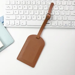 Customized Initials Luggage Tag with Engraved Logo - PU Leather Travel Accessory (Brown)
