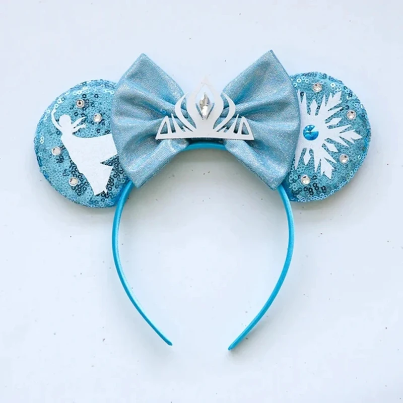 Frozen Hair Accessories Women Elsa Princess Anna Snowflake Mickey Mouse Ears Headbands Girl Crown Bow Sequins Ola