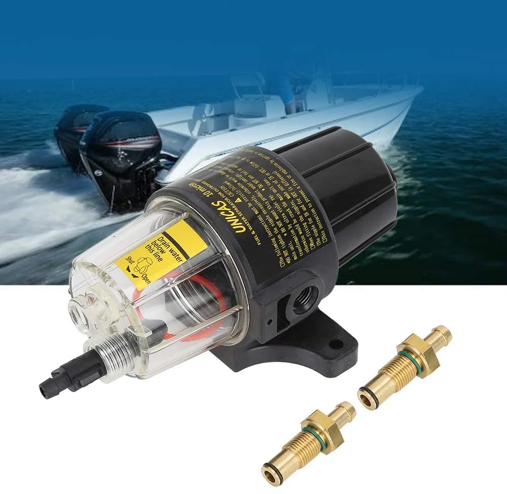 UF-10K Fuel Filter Water Separator Assembly with 2Pcs Extra Filter Element Yacht Boat Diesel Gasoline Engine Outboard Motors