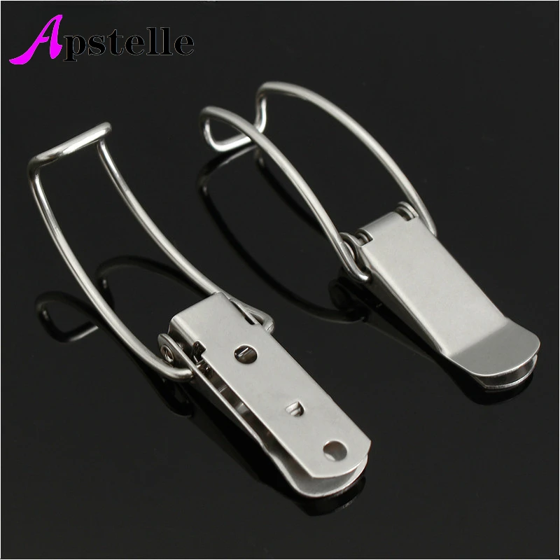 2pcs/Set Stainless Steel Metal Spring Suitcase Chest Toggle Locking Latch Catch Clasp Hasp Light Box Door Buckle Furniture Hardware Toggle Latches Decorative Latches
