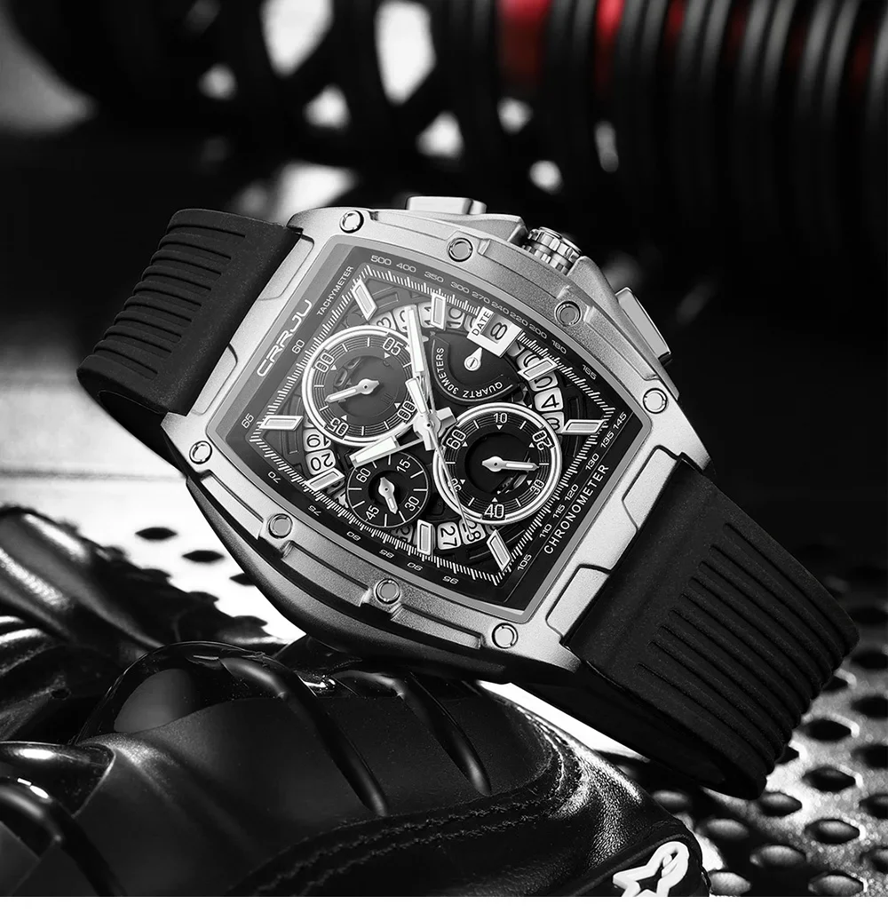 Top Brand Men's Watches Luxury Square Quartz Wristwatch Waterproof Luminous Chro
