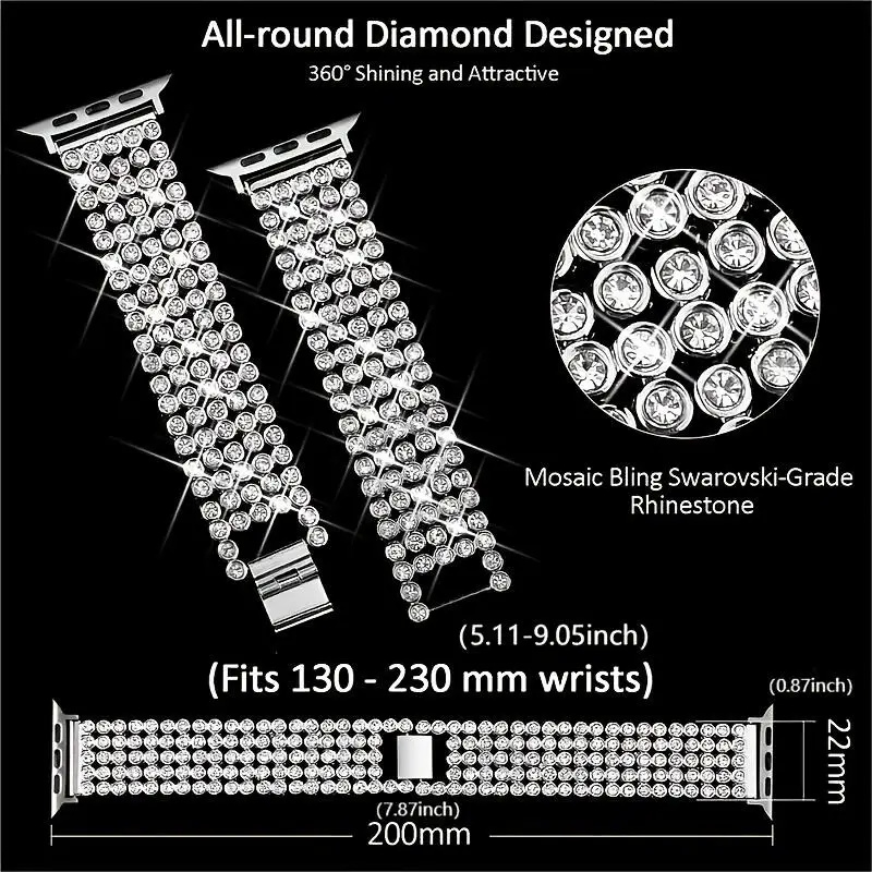 Elegant Diamond Metal Strap