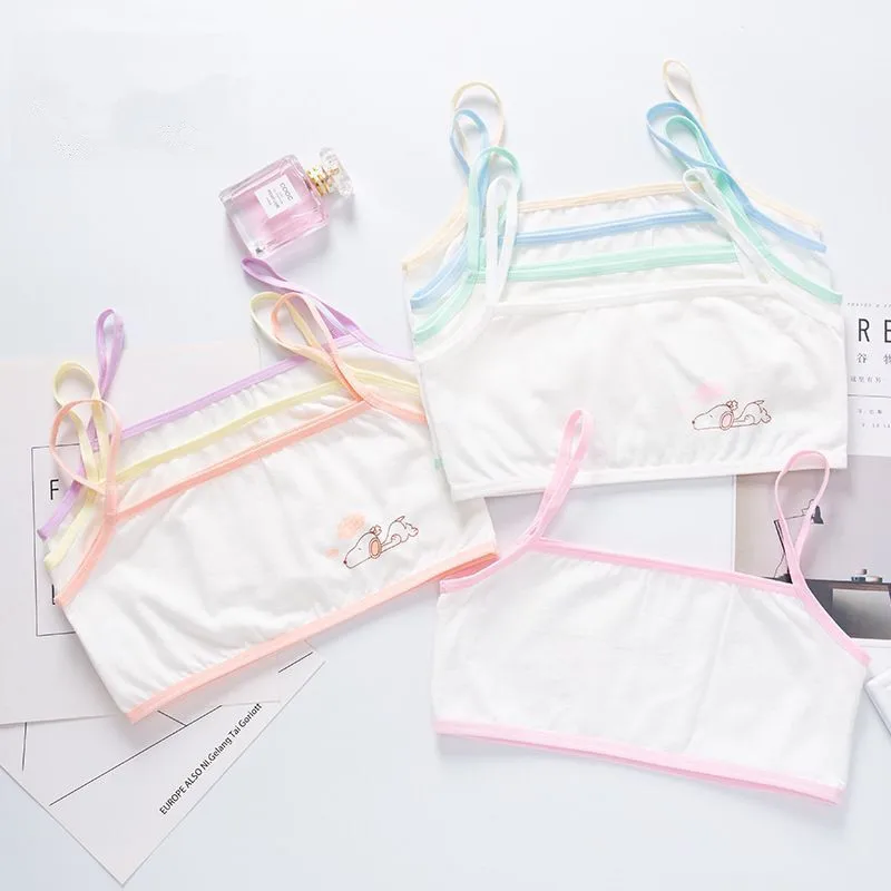 4pcs Teen Bra Girl Vest Cotton Spandex Big Girl's Sport 6-12 Years Adolescente Kids Underwear Letter Racerback Training sports bra training bra cotton bra