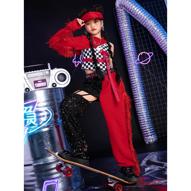 

Children's Cool and Handsome Street Dance Set Girl's Fashionable Jazz Dance Dress Hip Hop Children's Performance Dress Autumn