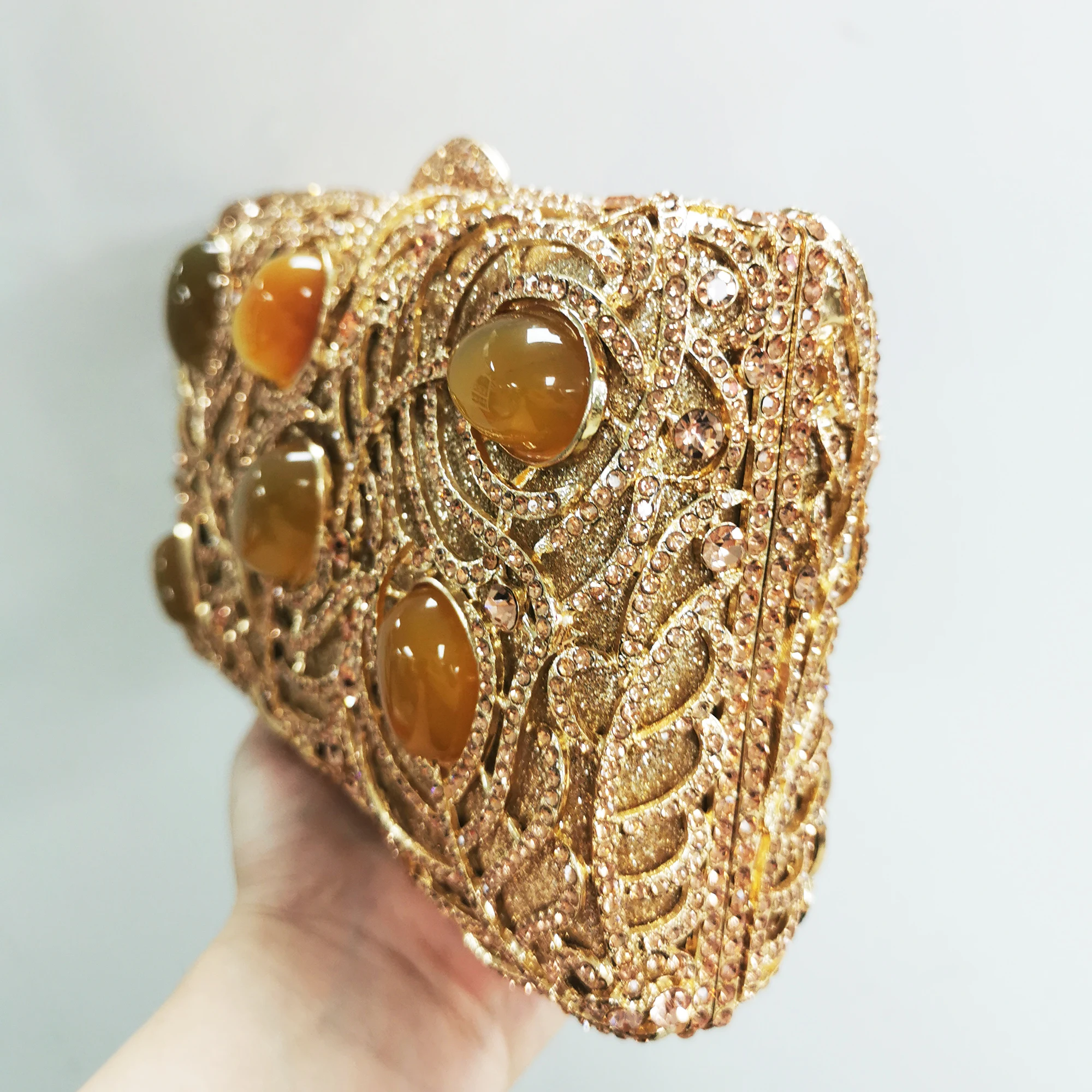 Golden Big Stones Clutch Bag