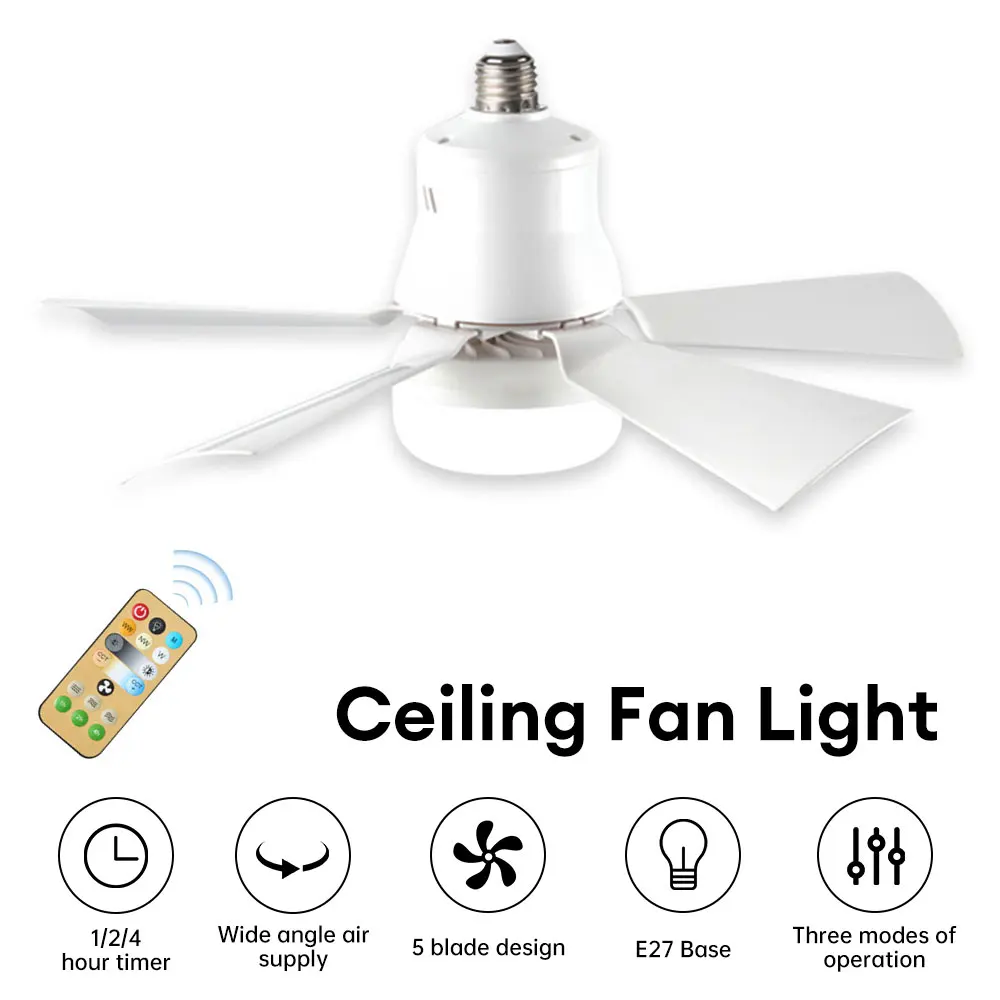 Lámpara de ventilador de gran tamaño con Control remoto E27, luces LED, luz de montaje regulable, ventiladores de techo para dormitorio, decoración de sala de estar