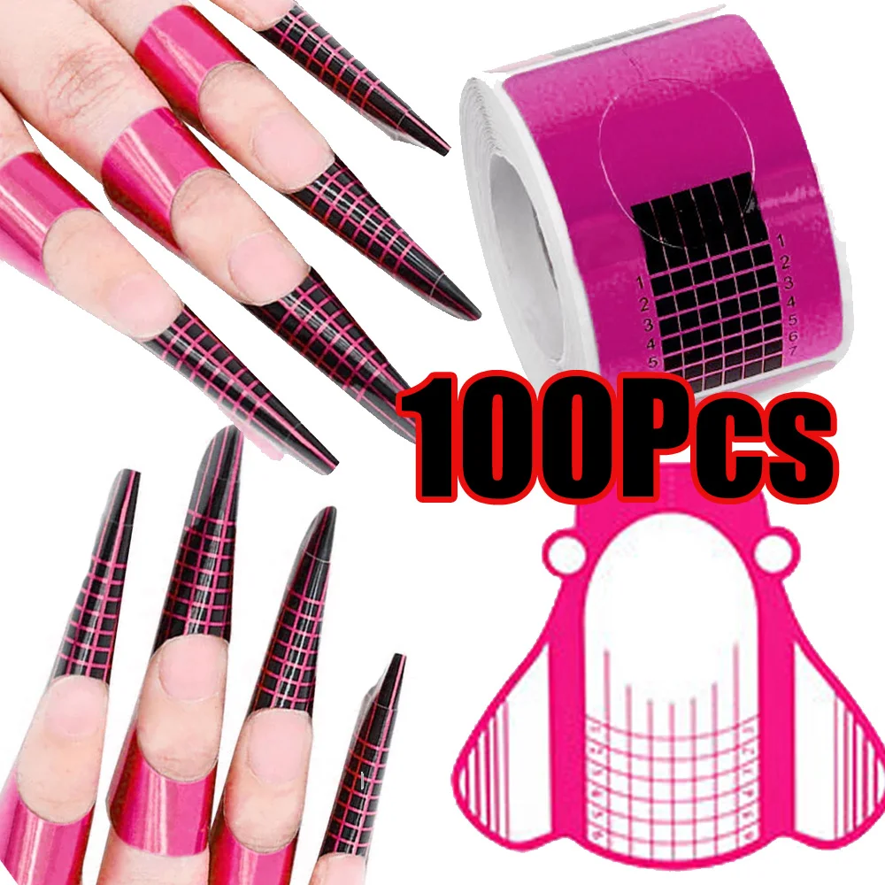 

100pcs/Roll Professional French Nail Form Tips Poly UV Gel Tips Extension Builder Guide Mold DIY Acrylic Carve Manicure Stencil