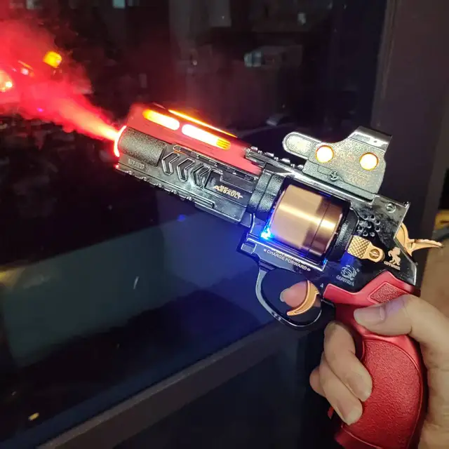 Spray and Light UP Pistol LED Non-firing Sound Effect Toy Gun Spinning Submachine Gun Police Role Play Prop Kids Birthday Gift 1