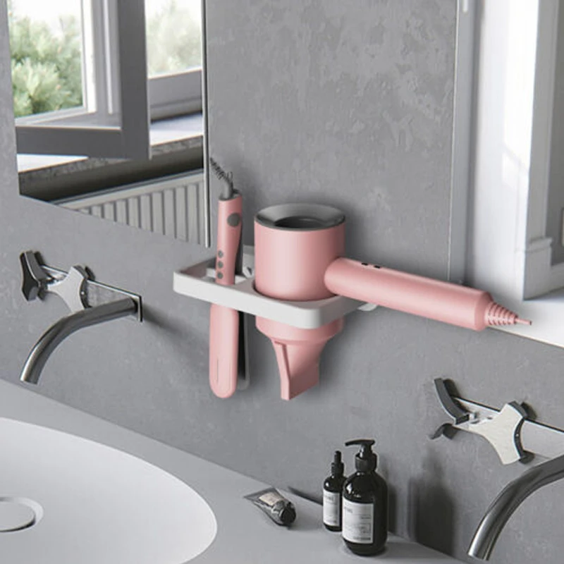 

Настенный кронштейн для сушки волос, выпрямитель, плойка, кронштейн 2 в 1, Пластиковая Полка для хранения в ванной комнате и дома, 1 шт.