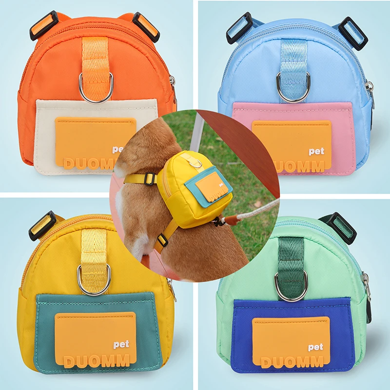 

Dog Knapsack Pet Snack Self Backpack for Small Dogs Walking Carrier with Harness Dog Outdoor Self-Backpack Waterproof Portable