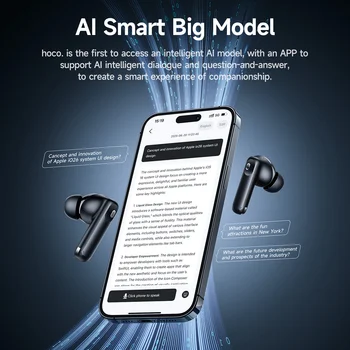 HOCO Smart AI Traduzione Wireless ANC ENC Auricolari con cancellazione del rumore Bluetooth 5.4 Musica Sport Auricolari stereo HiFi con 4 microfoni