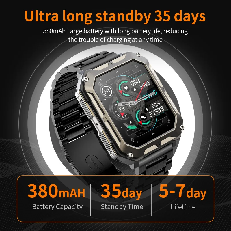 LIGE ο Ʈ ġ  ȭ 1.83 ġ IP68  ƮϽ ð ߿  Smartwatch 380mAh  ͸