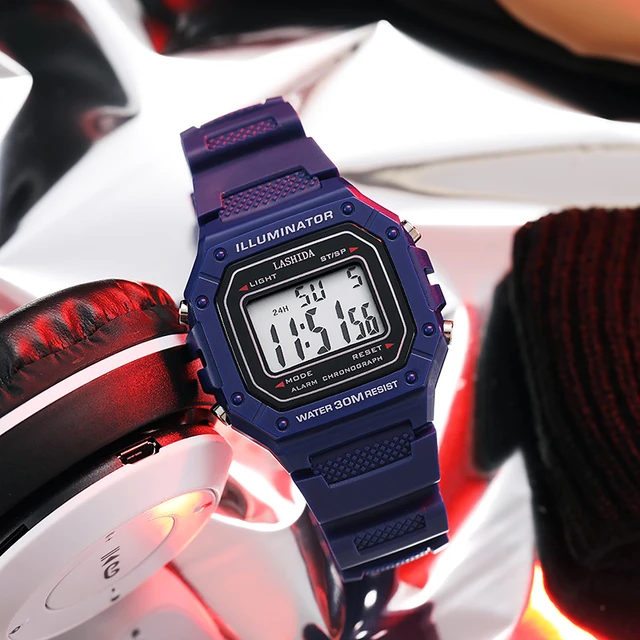 Reloj azul digital para Hombre  Reloj deportivo para hombre Digital -  Digital Mens - Aliexpress