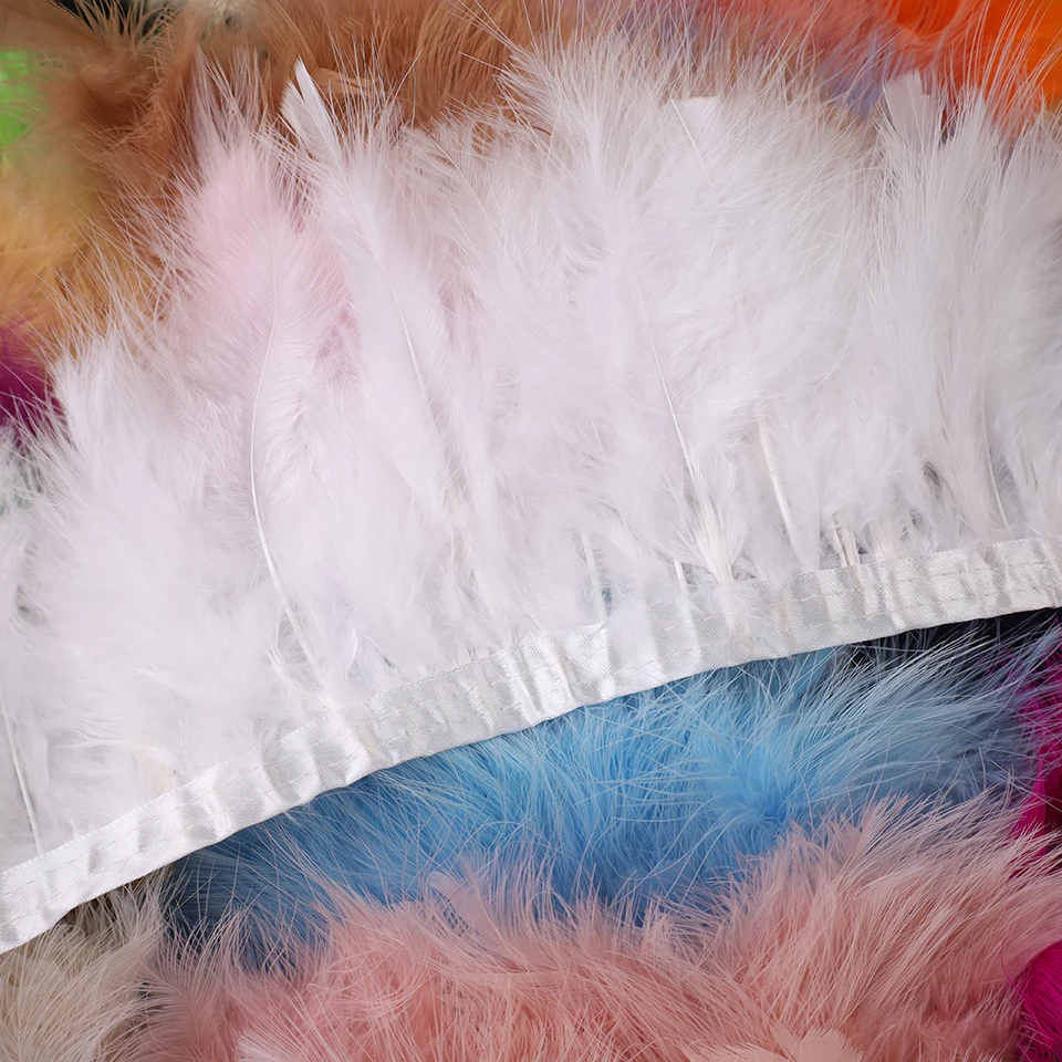 Marabou Feathers Trim 2M Fluffy Turkey Feather Ribbon 10-15cm for Party Clothes Dress Decoration Accessories Sewing Plumes