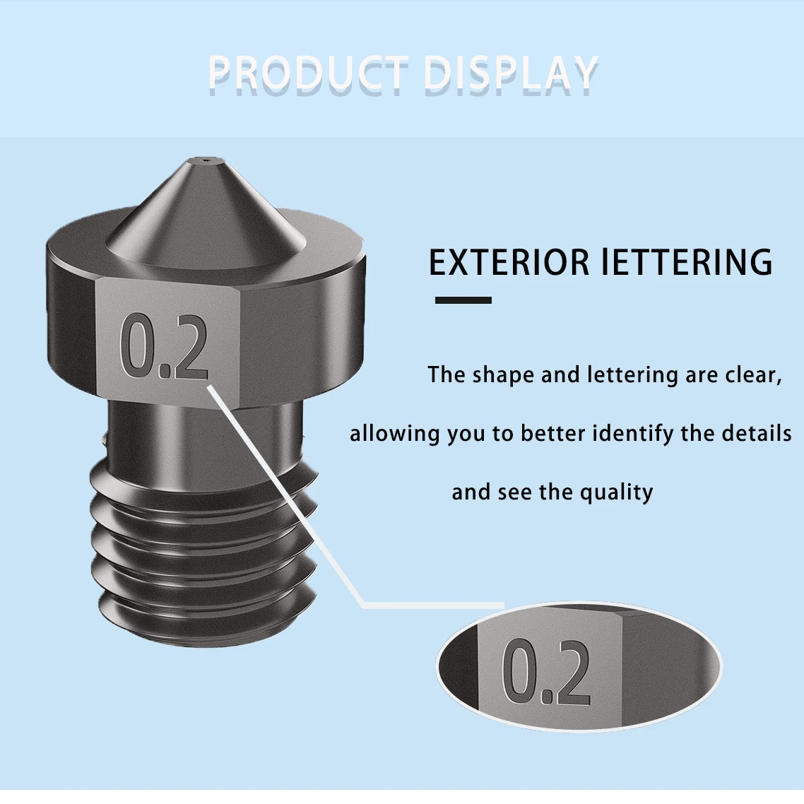 3D Printer Parts Hardened Steel Die Steel Nozzle 1.75mm 0.2/0.3/0.4/0.5mm For Printer Ender3 E3D Hot End Titan Extruder Prusa i3 printer heads