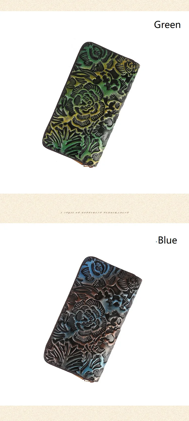 3D Floral Muster Echtes Leder Geldbörse Frauen Echtes Kuh Leder Brieftasche Damen Große Kapazität Rindsleder Kupplung Handtasche – Detail 8