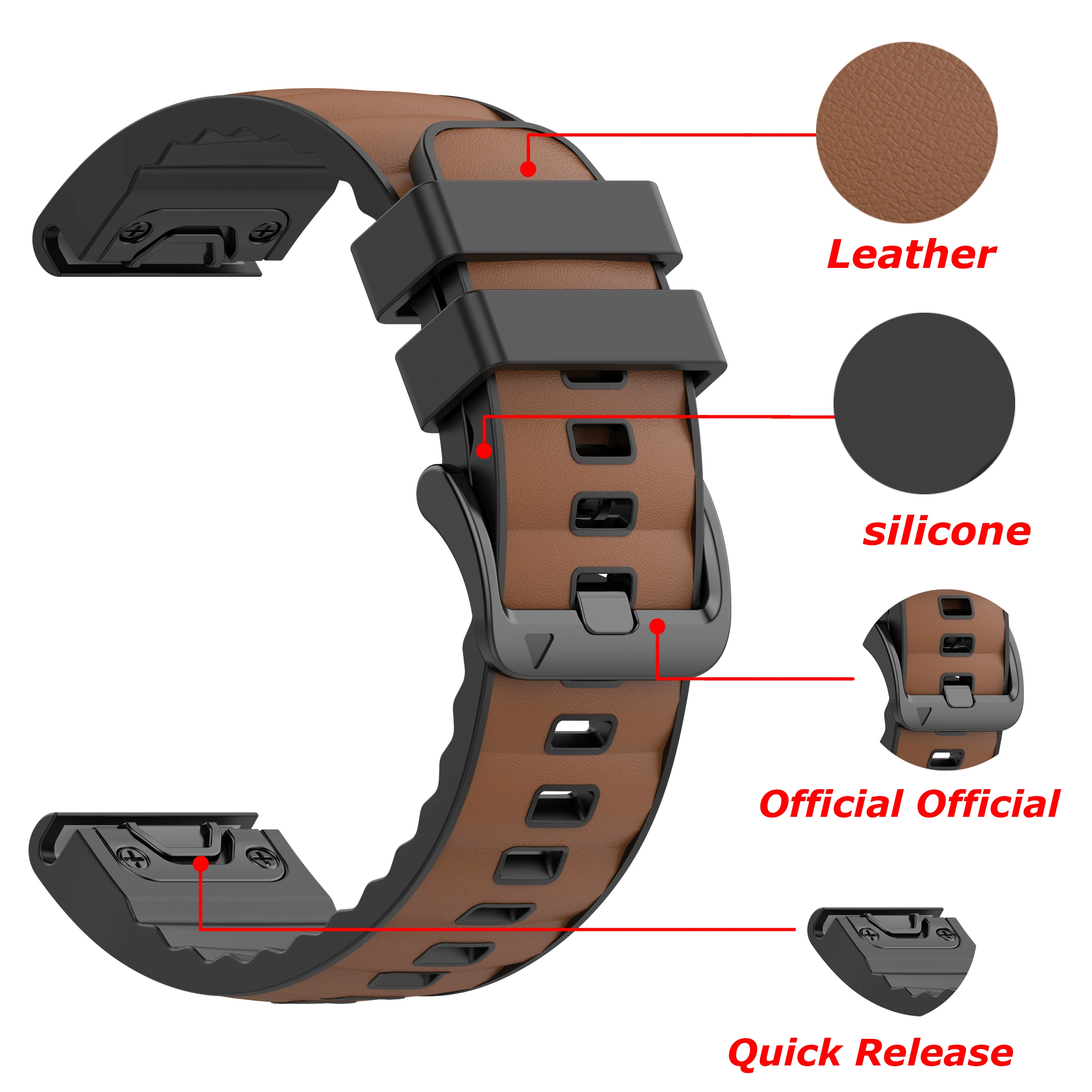 Luxury Silicone Leather Quickfit Watch Strap Bracelet - 22mm/26mm