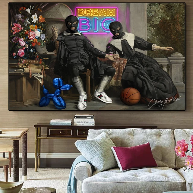 Masked Bonnie and Clyde Family Poster Basketball Dream Graffiti Canvas  Painting Print Modern Art Wall Picture